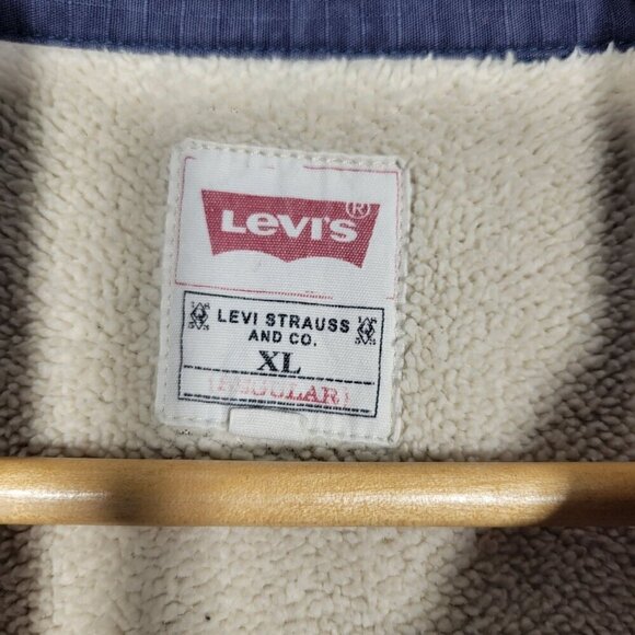 Mens Levi's Cotton Blend Sherpa Lined Navy Blue Utility Field Jacket Size XL - Picture 7 of 15